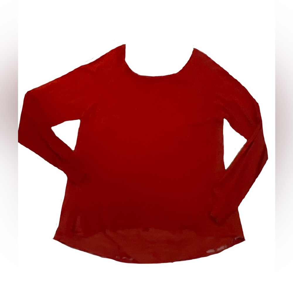 New! Anthropologie Red Scoop Neck Long-Sleeve Sweater